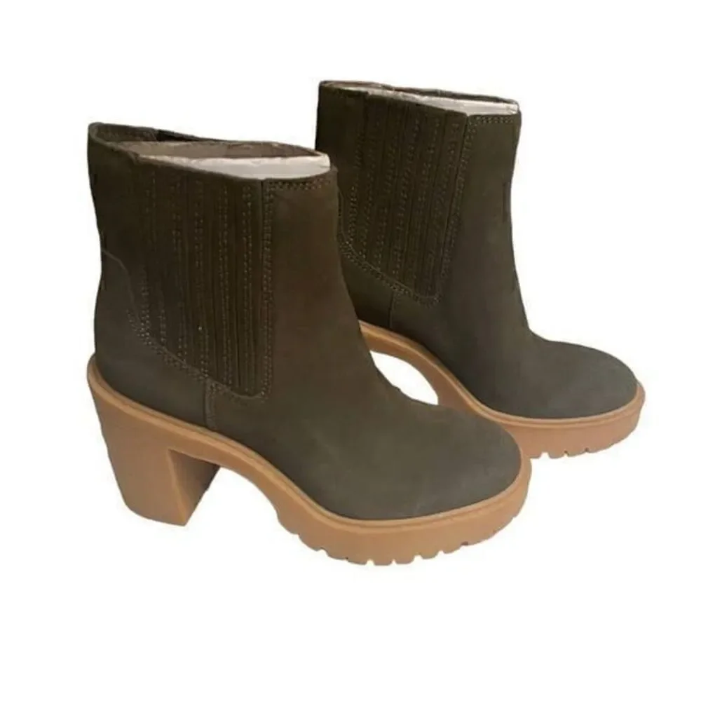 Dolce Vita Caster Waterproof Pull‎ On Lug Sole Suede Boots Olive Green 6.5